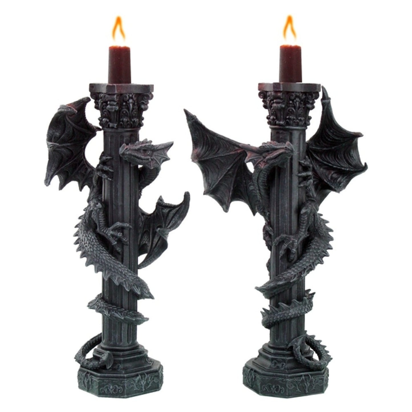Guardians of the Light Dragon Candle Holders Set of 2