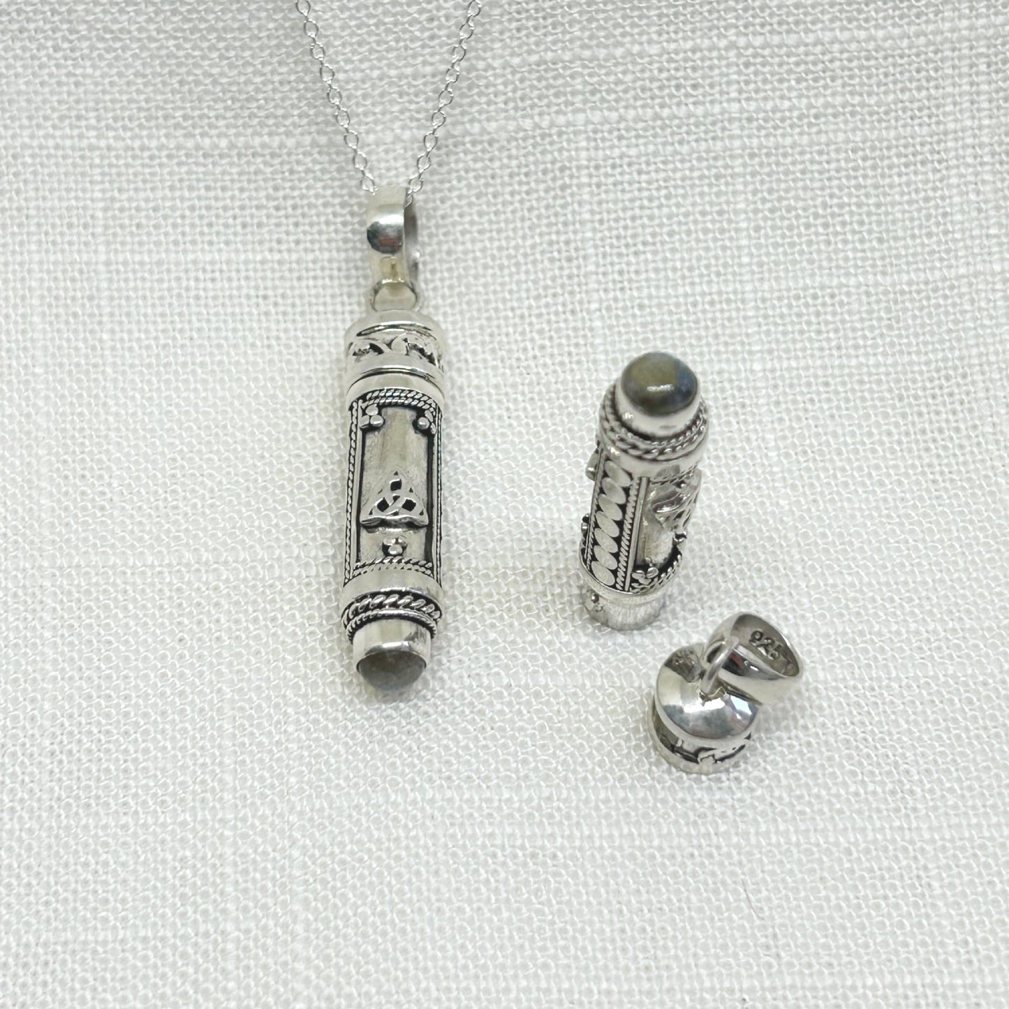 Sterling Silver Poison Locket 'Triquetra With Labradorite' Necklace