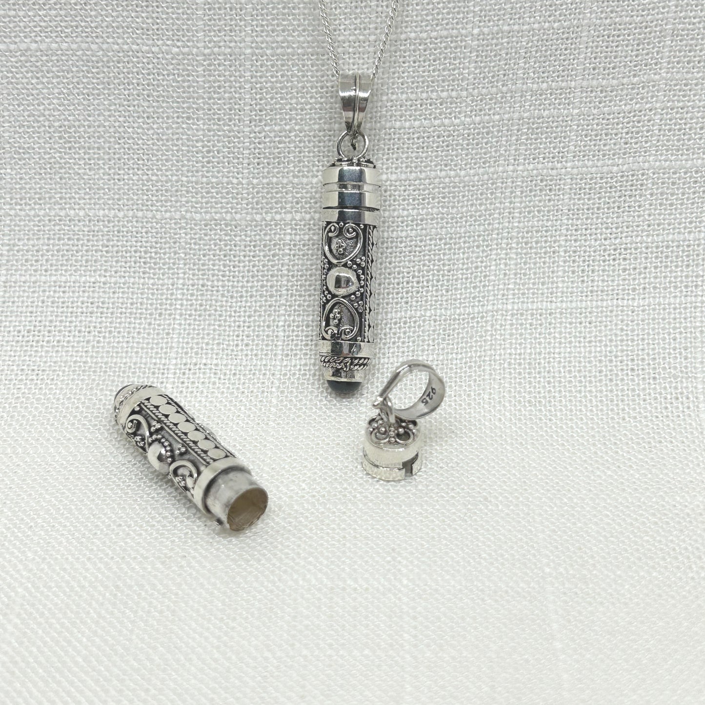 Sterling Silver Poison Locket 'Filigree Hearts With Garnet' Necklace