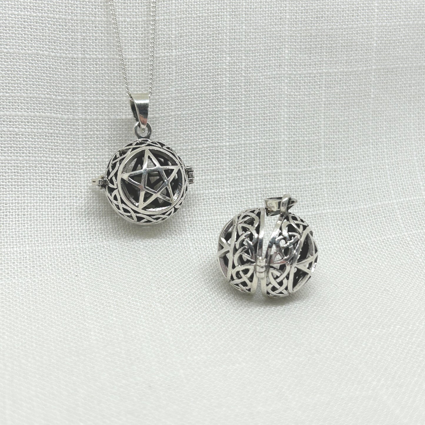 Sterling Silver Pentacle Locket Necklace