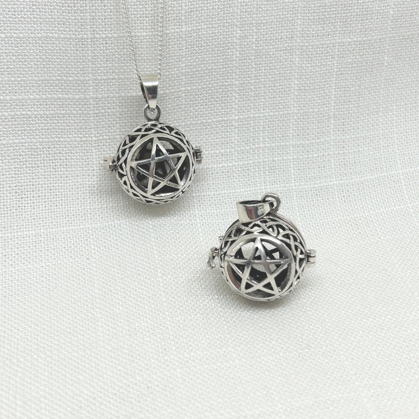 Sterling Silver Pentacle Locket Necklace