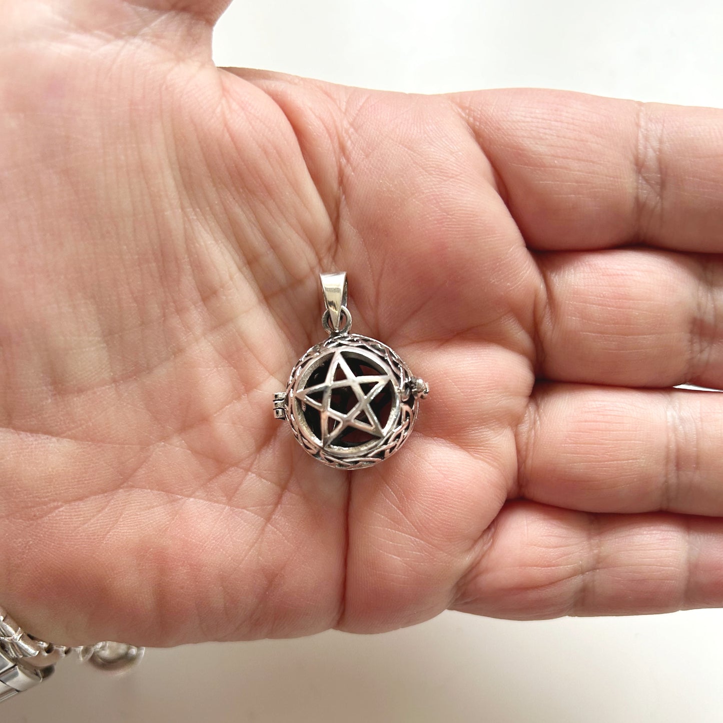 Sterling Silver Pentacle Locket Necklace