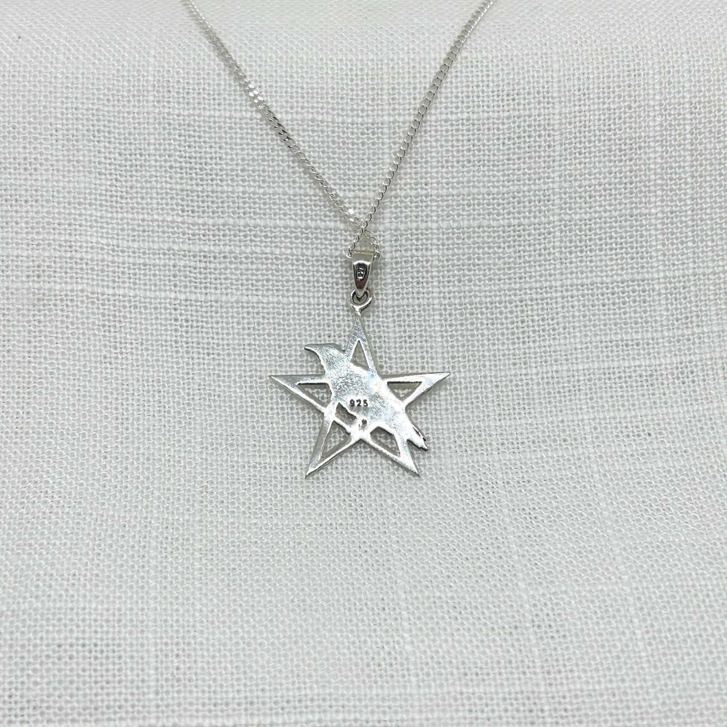 Sterling Silver Raven & Pentagram Necklace