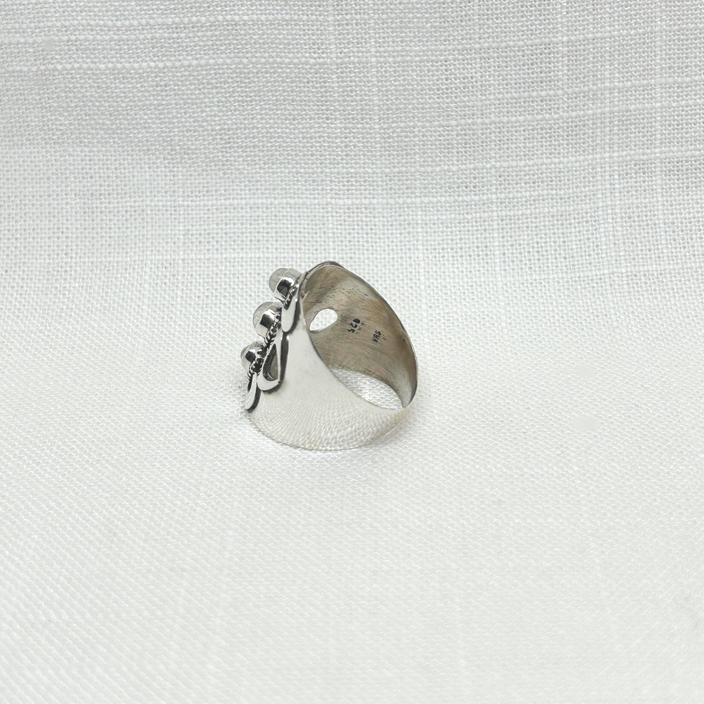 Sterling Silver Triple Rainbow Moonstone Ring