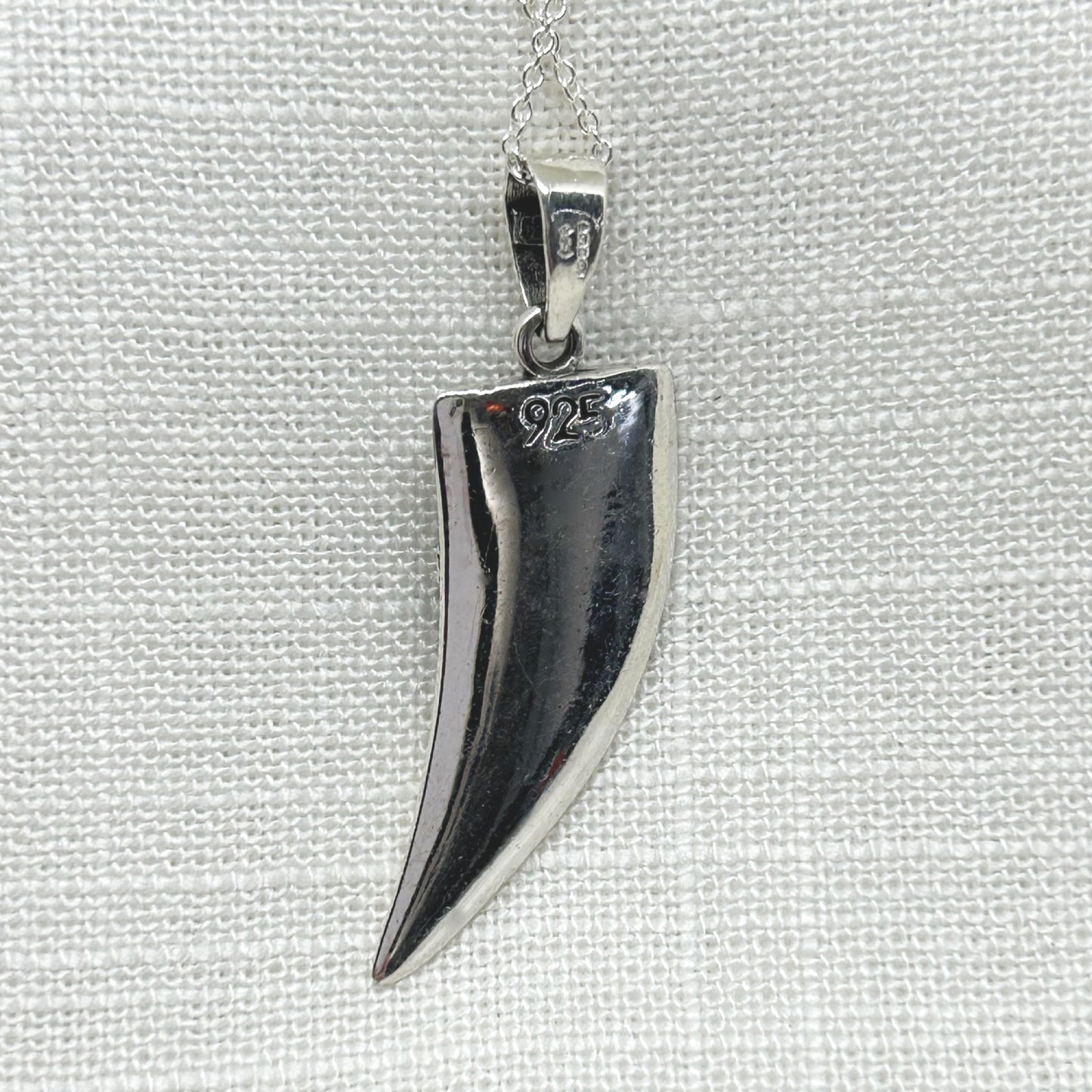 Sterling Silver Wolf Head Fang Necklace