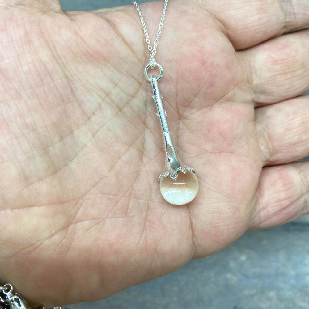 Sterling Silver Crystal Ball Wand Necklace