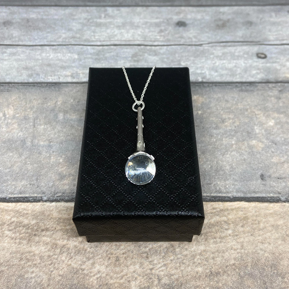 Sterling Silver Crystal Ball Wand Necklace