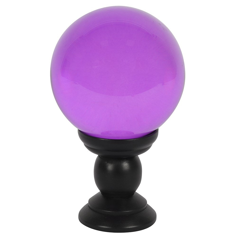 Large Purple Glass Crystal Ball on Stand