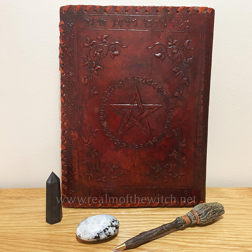 Leather Embossed Book of Shadows or Grimoire Large
