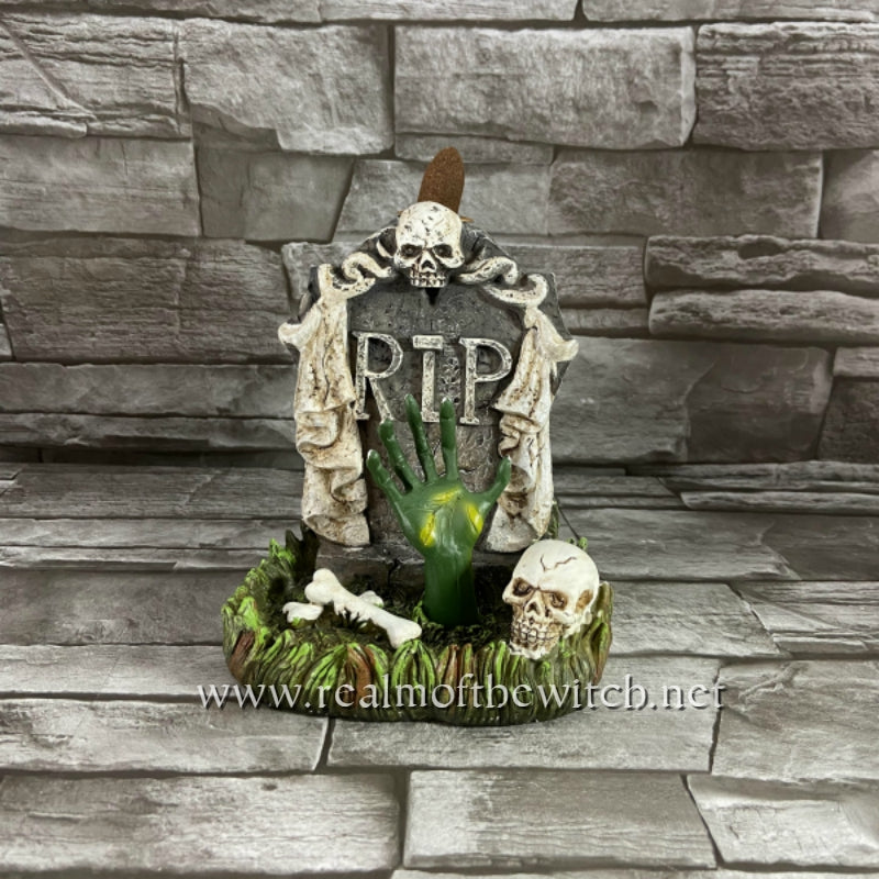 RIP Zombie Hand Tombstone Backflow Incense Burner