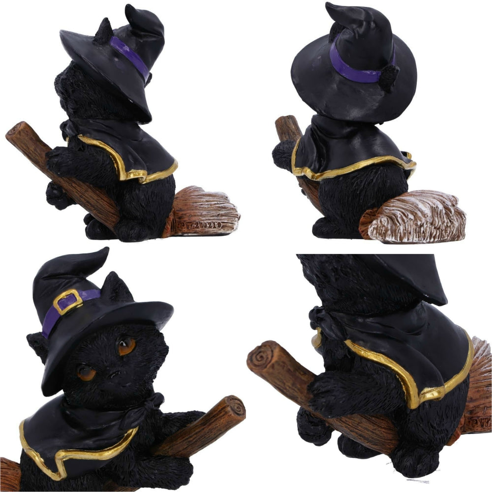 Tabitha Witches Familiar Black Cat and Broomstick Figurine
