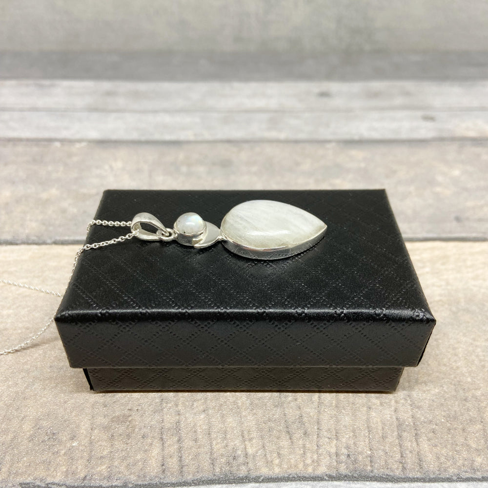 Sterling Silver High Priestess with Rainbow Moonstone Necklace