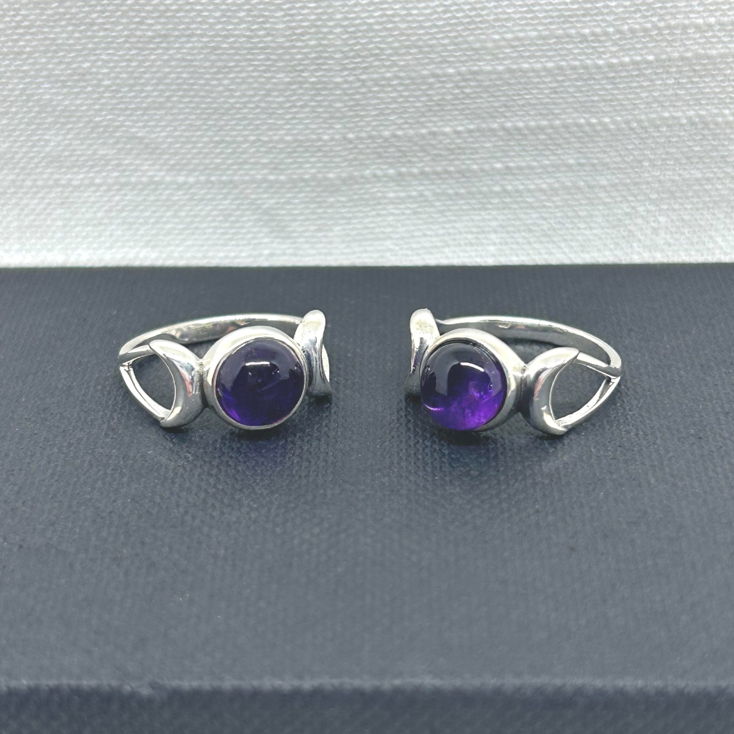 Sterling Silver Amethyst Triple Moon Ring