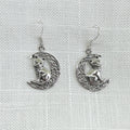 Sterling Silver Cat & Moon Drop Earrings by Lisa Parker