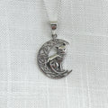 Sterling Silver Cat & Moon Necklace by Lisa Parker