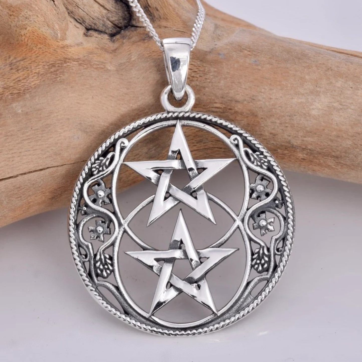 Sterling Silver Chalice Well Pentagram Necklace