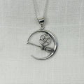 Sterling Silver Crescent Moon with Broomstick Necklace