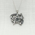 Sterling Silver Dragon Guardian & Pentagram Necklace