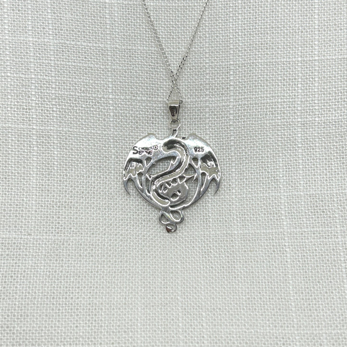 Sterling Silver Dragon & Pentacle Necklace