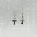 Sterling Silver Egyptian Ankh Drop Earrings