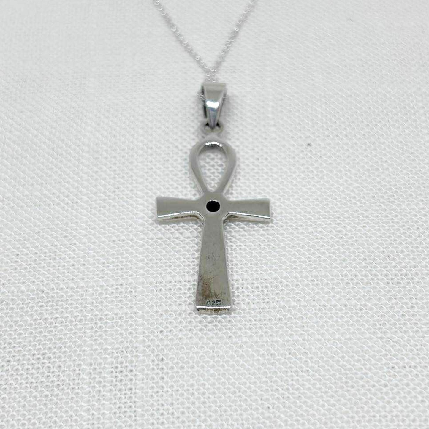 Sterling Silver Egyptian Ankh with Gemstone Necklace