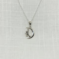 Sterling Silver Flying Witch & Moon Necklace
