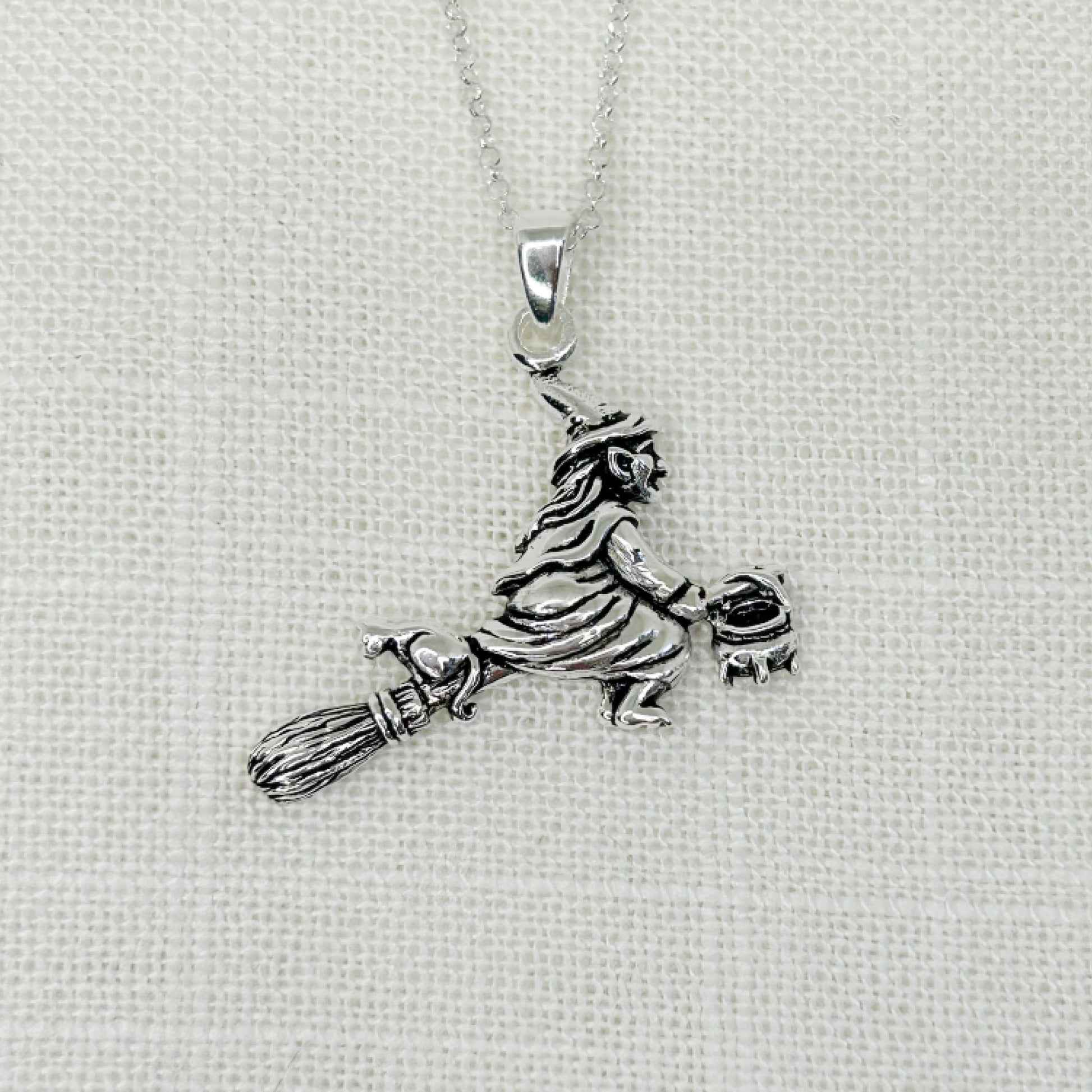 Sterling Silver Witch Charm Pendant 