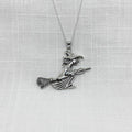 Sterling Silver Flying Witch Necklace XL