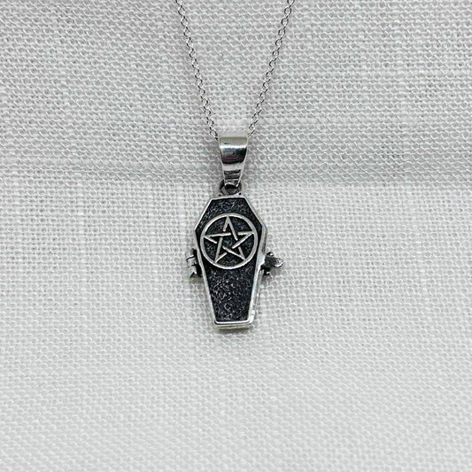 Sterling Silver Gothic Pentacle Locket Necklace
