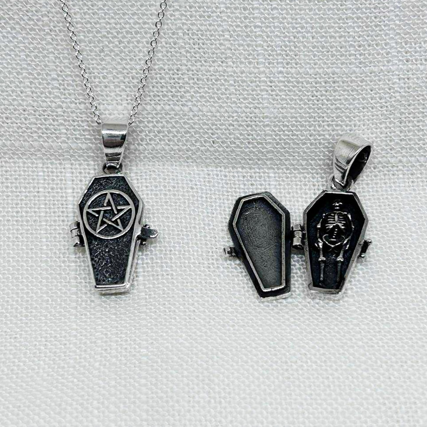 Sterling Silver Gothic Pentacle Locket Necklace