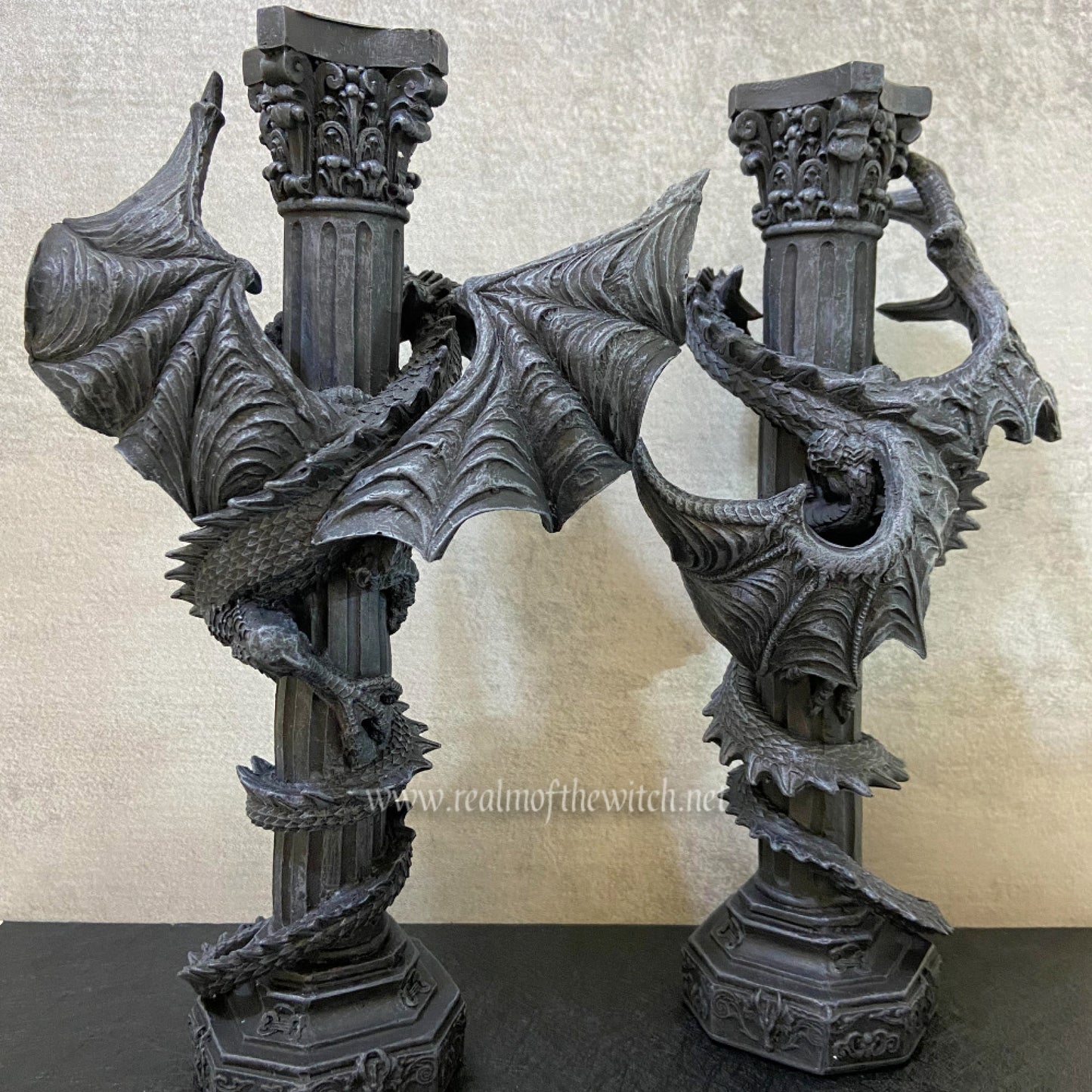 Guardians of the Light Dragon Candle Holders Set of 2