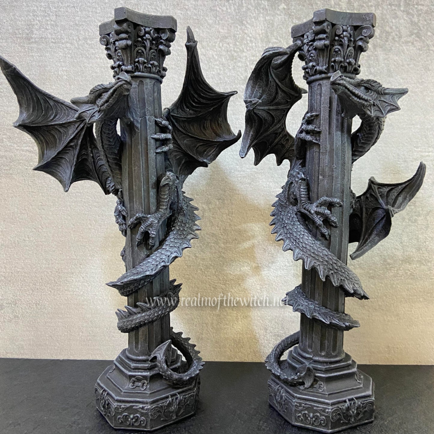 Guardians of the Light Dragon Candle Holders Set of 2