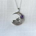 Sterling Silver Howling Wolf with Amethyst Necklace
