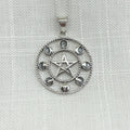 Sterling Silver Moon Phases & Pentagram Necklace