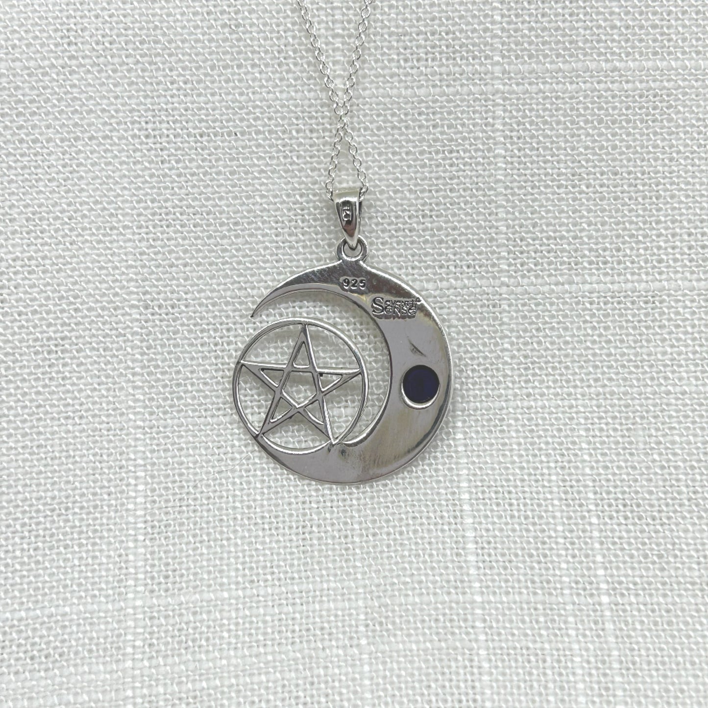 Sterling Silver Moon & Pentacle with Amethyst Necklace