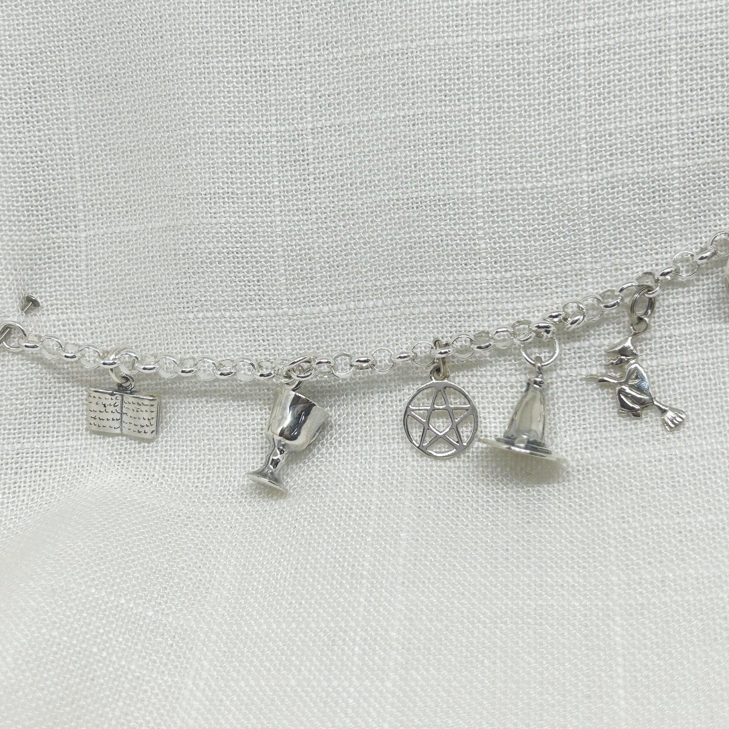 Sterling Silver Pagan Witchy Charm Bracelet