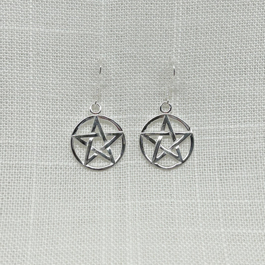 These pentacle earrings have a high polish so look amazing. They are approx 1.7 cm in diameter by 3.25cm including the hooks. These would pair well with the Pentacle Necklace XL. All jewellery comes gift boxed. All Earrings are non returnable due to hygiene laws.