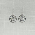 Sterling Silver Pentacle Drop Earrings