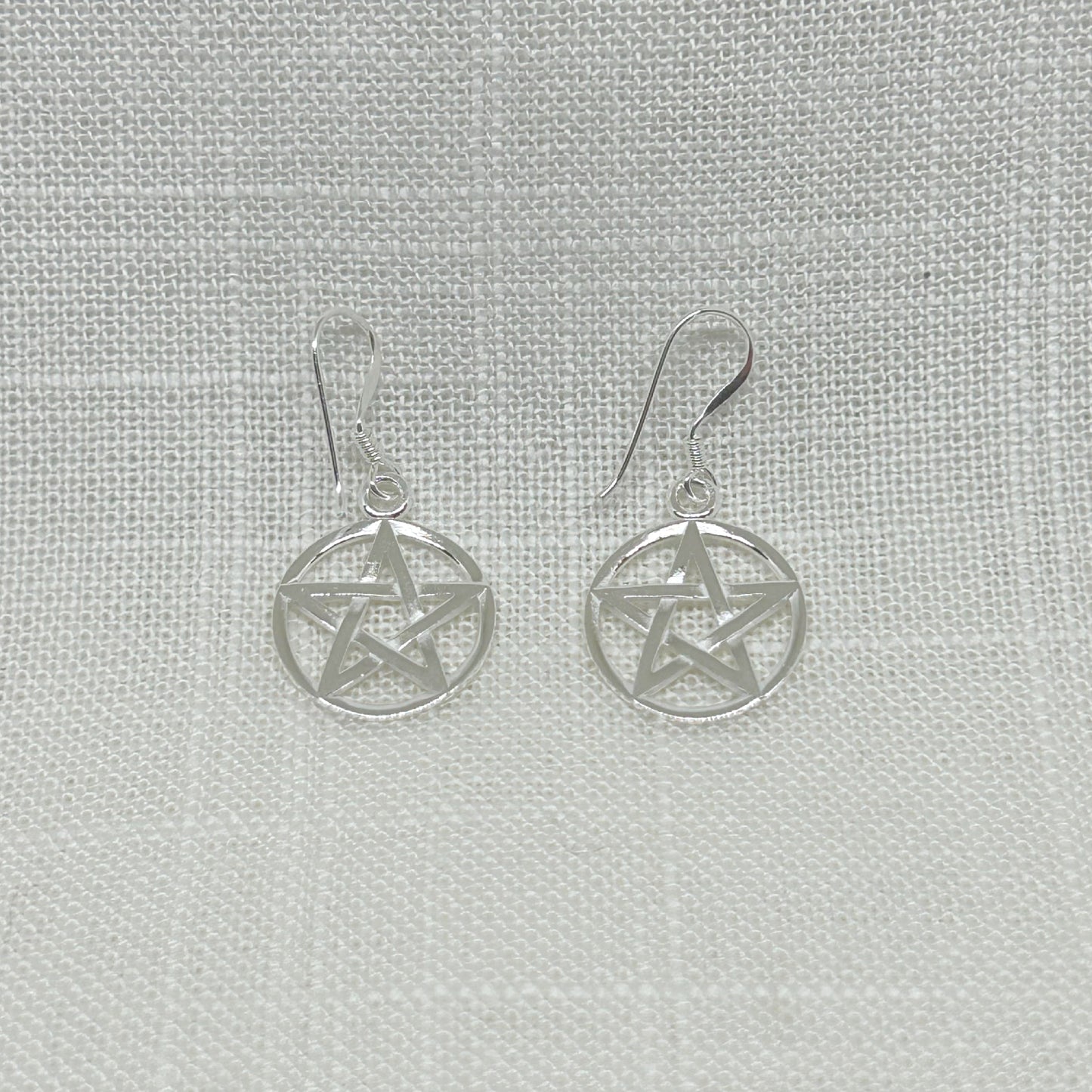 Sterling Silver Pentacle Drop Earrings