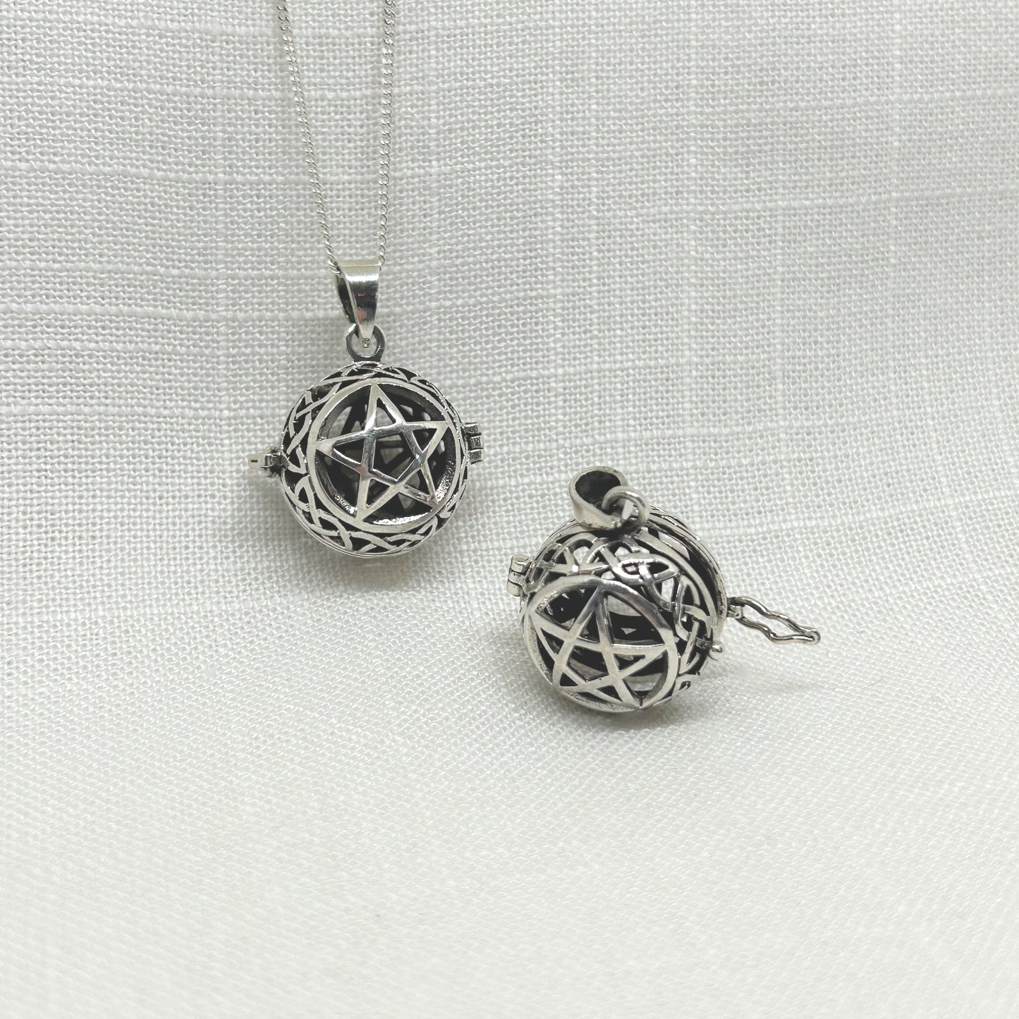 Sterling Silver Pentacle Locket Necklace