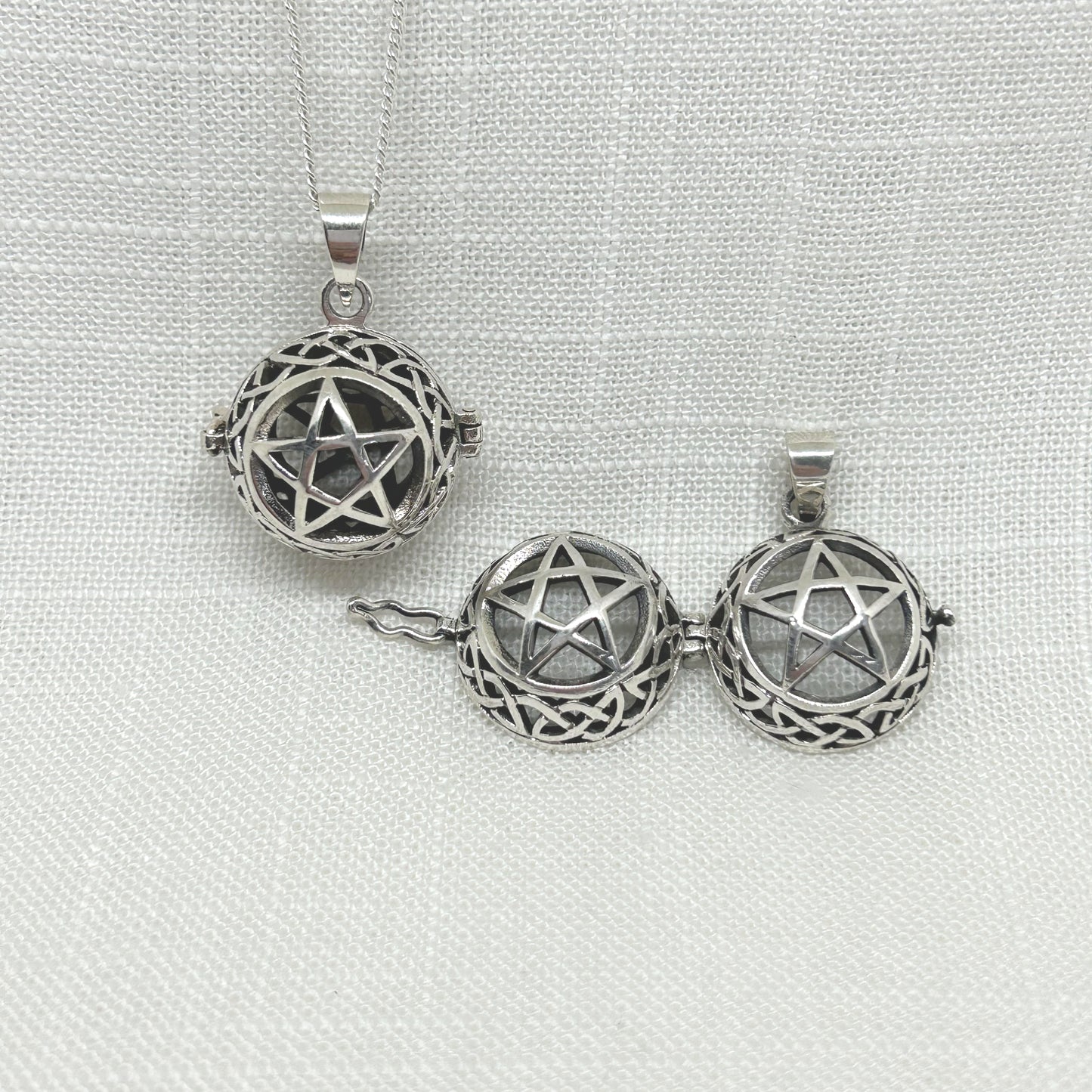 Sterling Silver Pentacle Locket Necklace