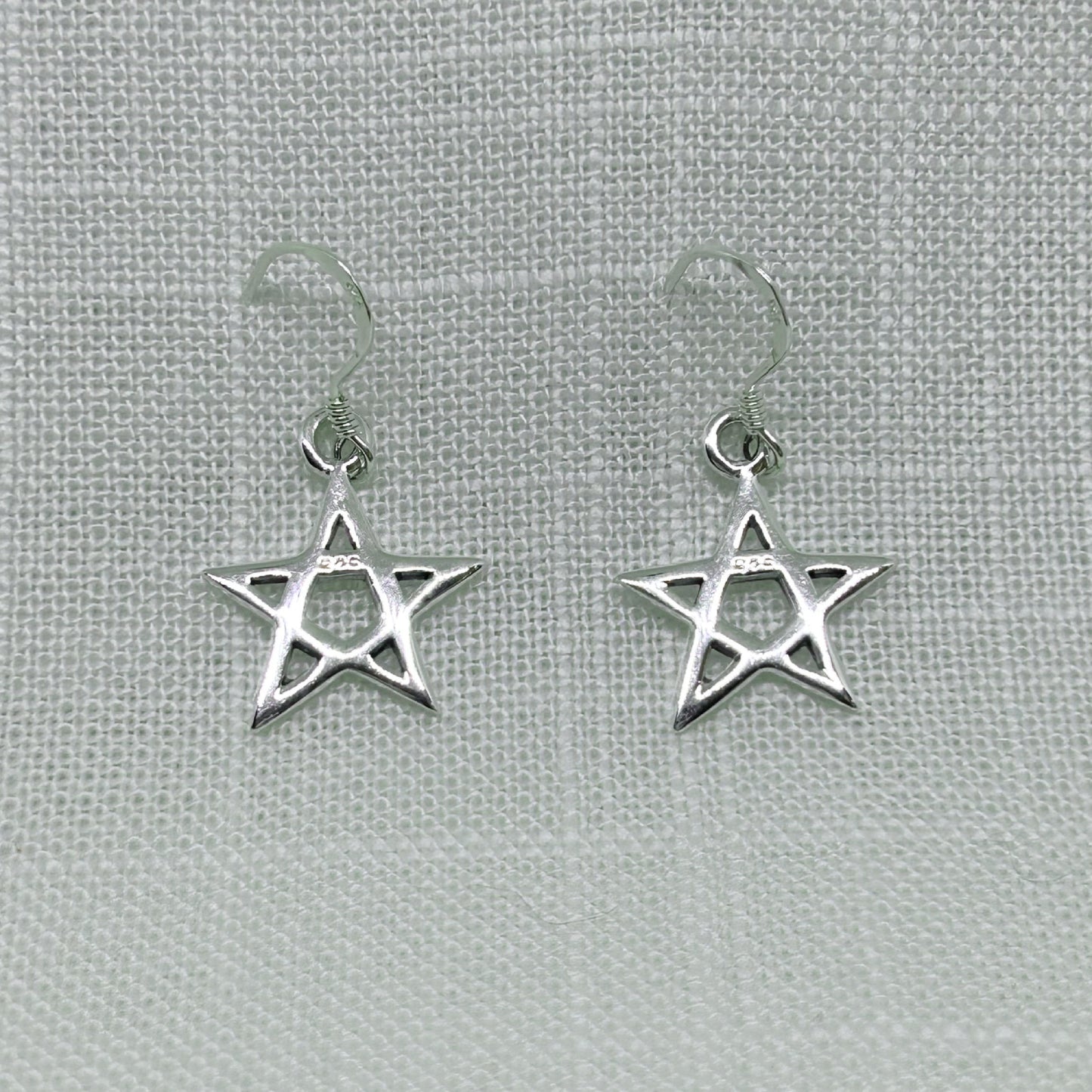 Sterling Silver Pentagram Drop Earrings