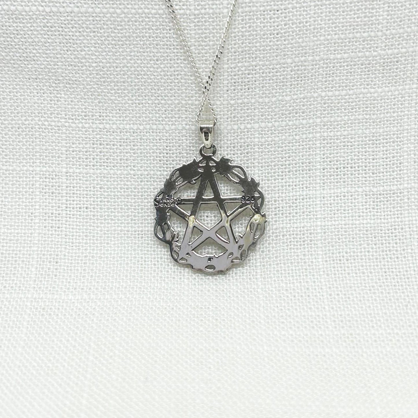 Sterling Silver Pentagram & Ivy Leaf Necklace