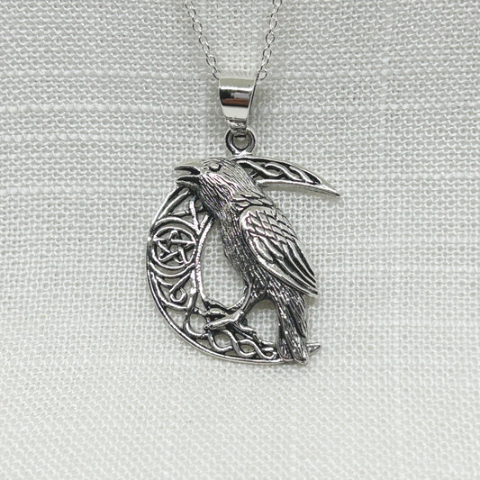 Sterling Silver Raven Moon Necklace by Lisa Parker