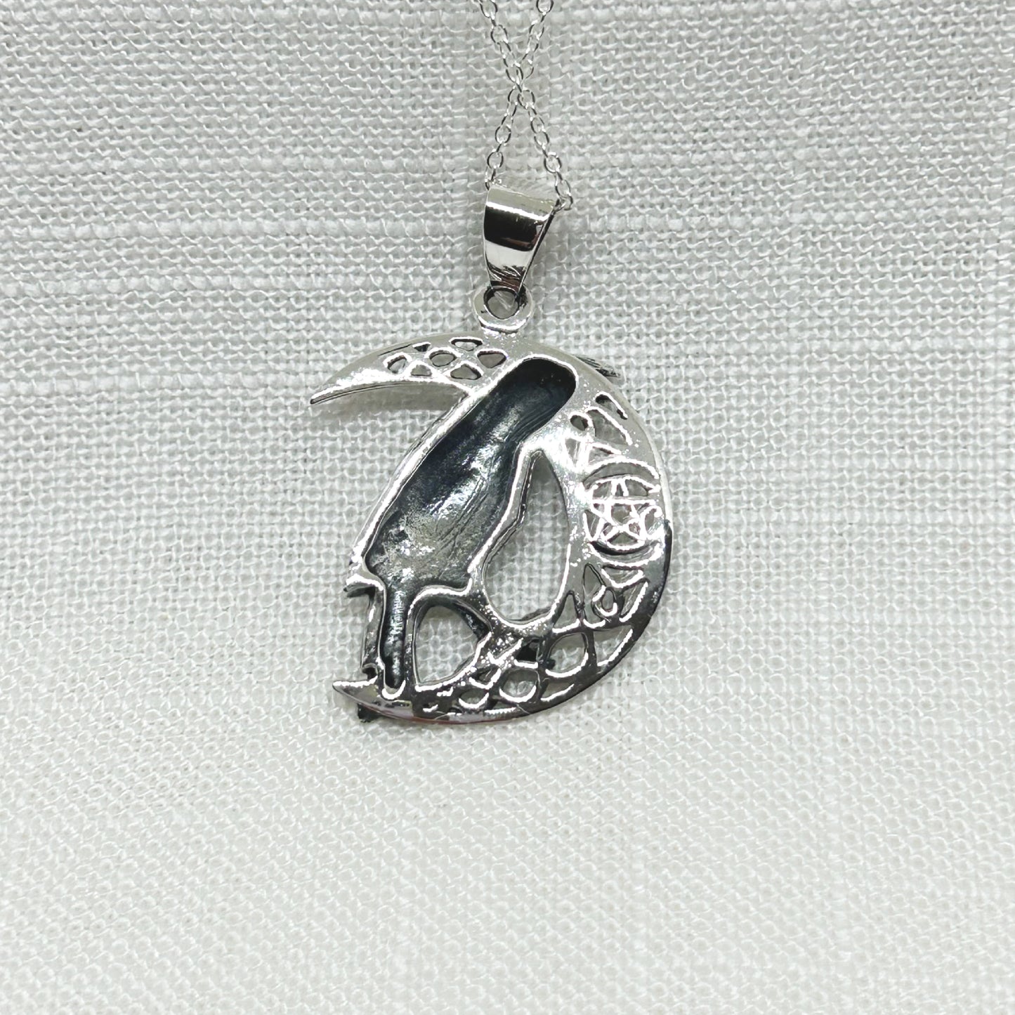 Sterling Silver Raven Moon Necklace by Lisa Parker