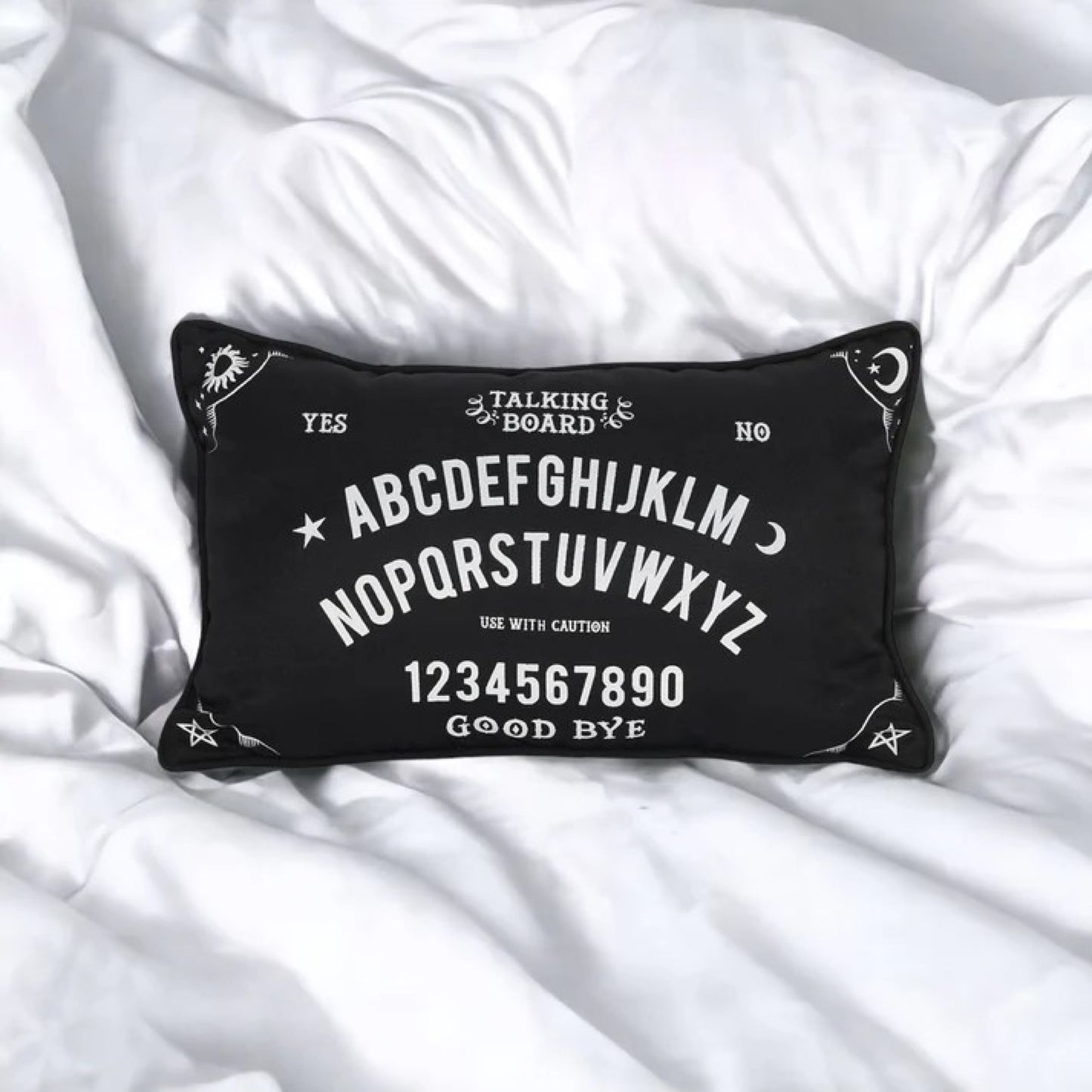 Rectangular Black and White Talking Board Cushion