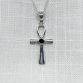Sterling Silver Egyptian Ankh with Gemstone Necklace
