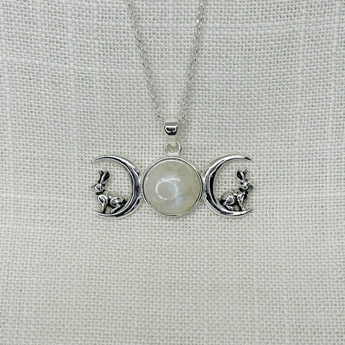 Sterling Silver Triple Moon Hare Necklace