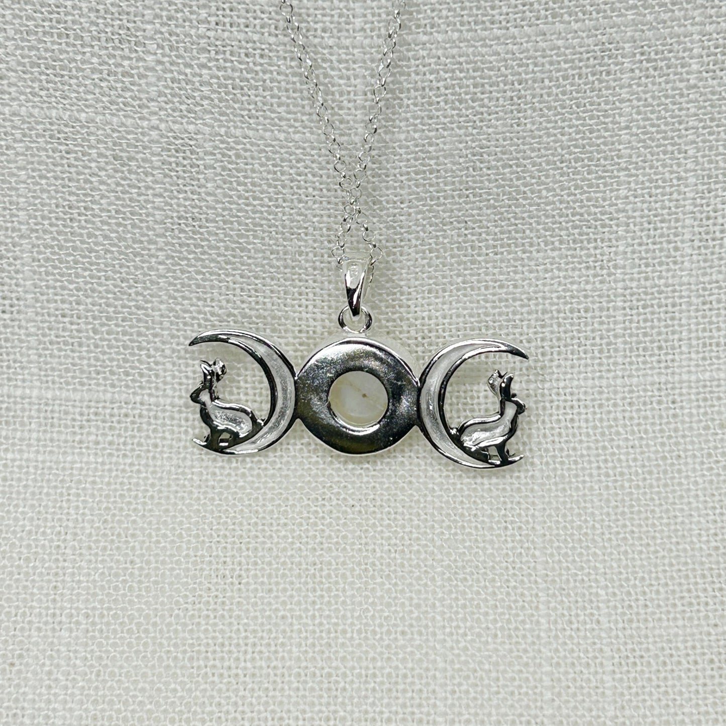 Sterling Silver Triple Moon Hare Necklace