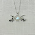 Sterling Silver Triple Moon Wolf Necklace